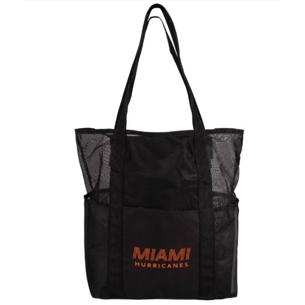 Logo Brands Miami Hurricanes Mesh Tote Bag Unisex OS Black NEW NCAA Logo
